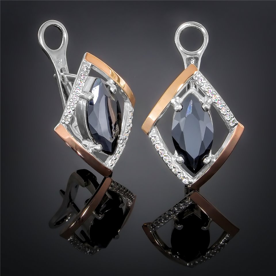 Сережки 379(2) цирконій чорний Rh Timofeev