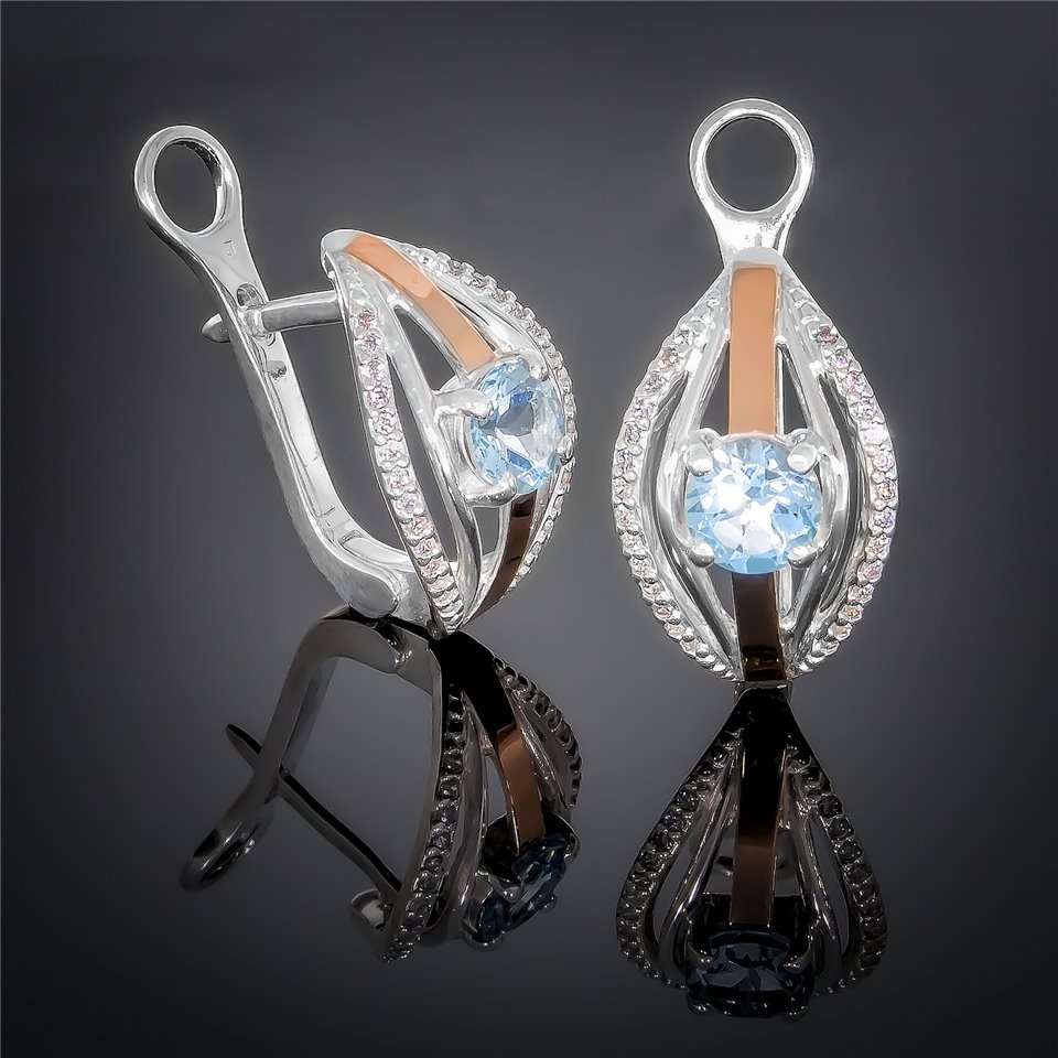 Сережки 377 цирконій білий Rh Timofeev