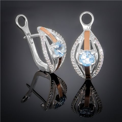 Сережки 377 цирконій білий Rh Timofeev