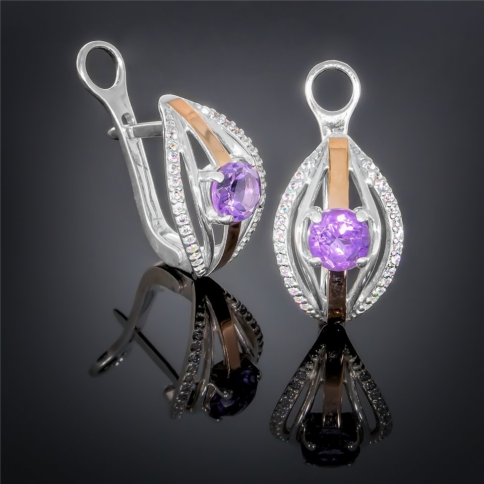 Сережки 377 аметист Timofeev