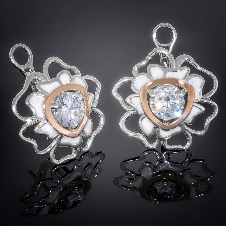 Сережки 374 цирконій білий Rh Timofeev