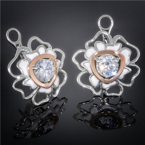 Сережки 374 цирконій білий Rh Timofeev