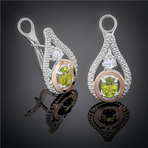 Сережки 373 агат зелений Rh Timofeev