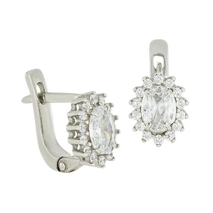 Сережки 986 цирконій білий Rh Timofeev