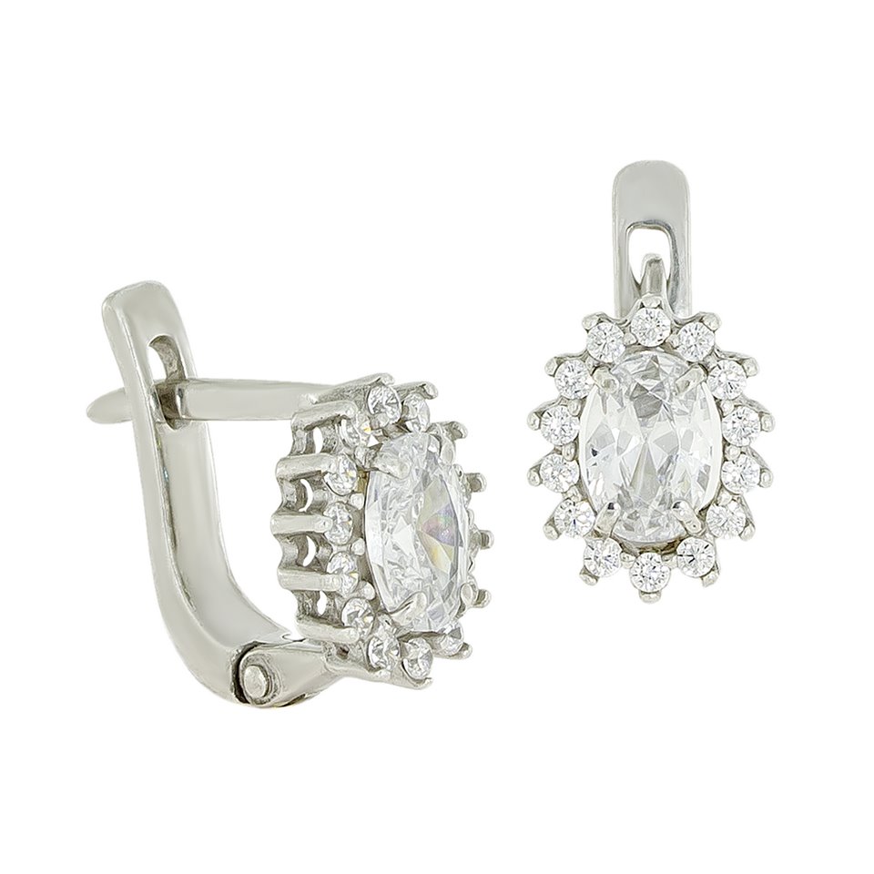 Сережки 986 цирконій білий Rh Timofeev