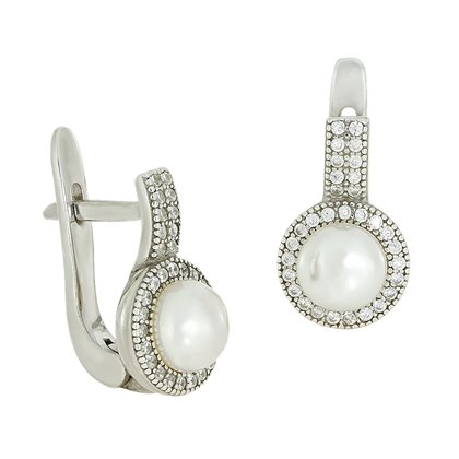 Сережки 983 цирконій білий Rh Timofeev