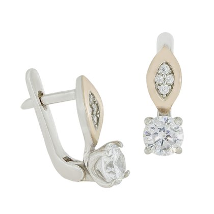 Сережки 640 цирконій білий Rh Timofeev