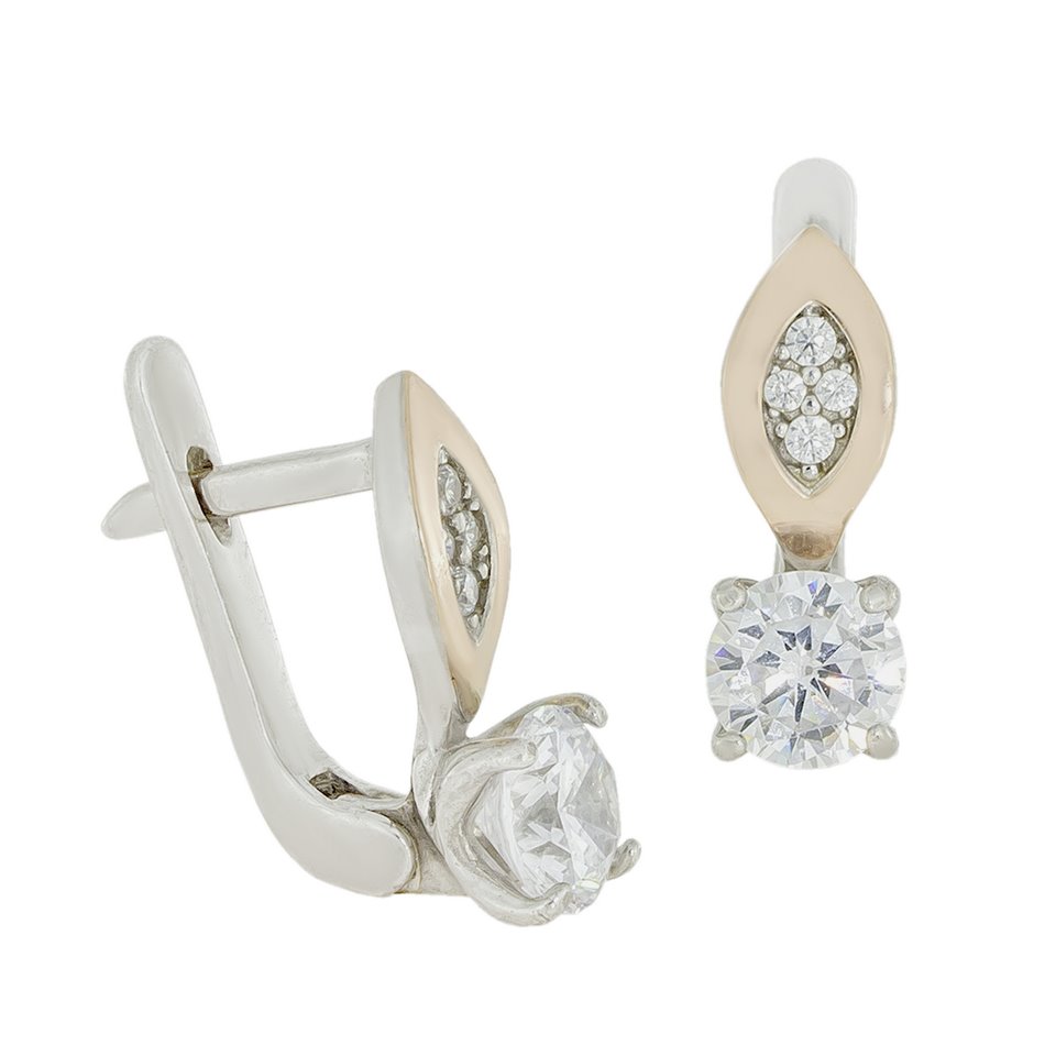 Сережки 640 цирконій білий Rh Timofeev