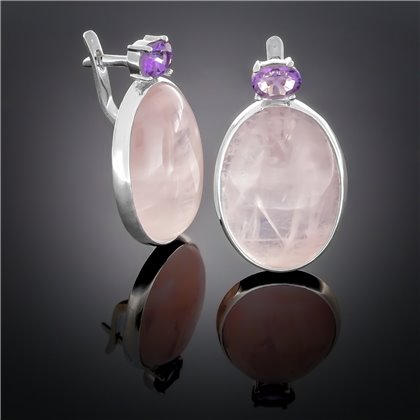 Сережки 100 улексит сірий темний\гранат Rh Timofeev