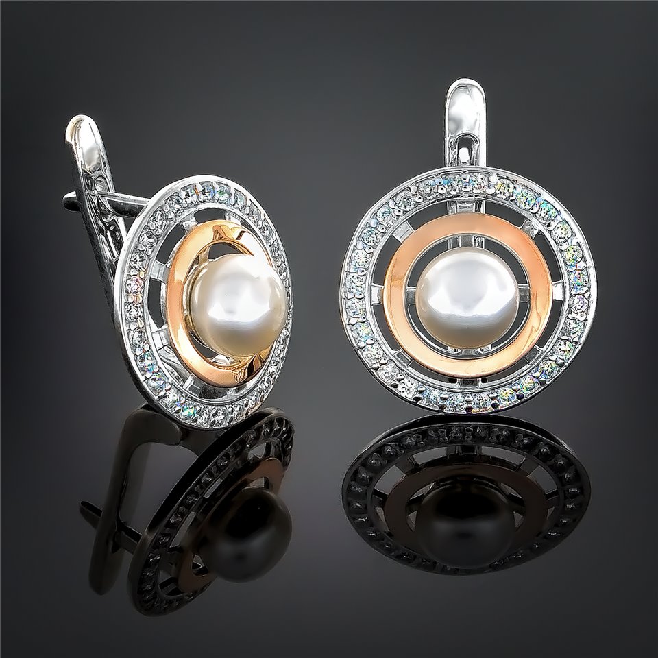 Сережки 183 перлина рожева Rh Timofeev