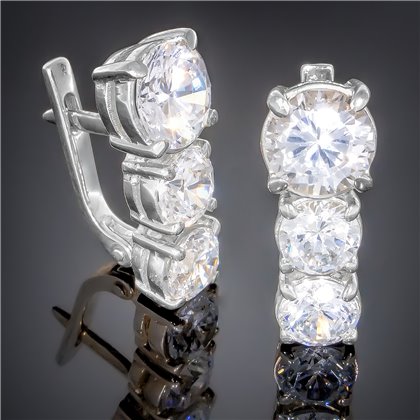 Сережки 158 цирконій білий Rh Timofeev