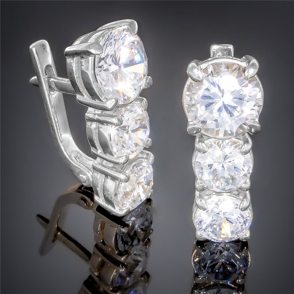 Сережки 158 цирконій білий Rh Timofeev