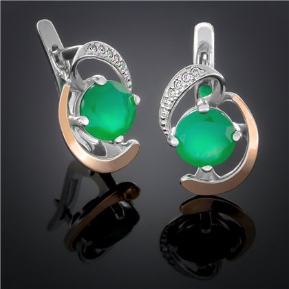 Сережки 234 кварц зелений Rh Timofeev
