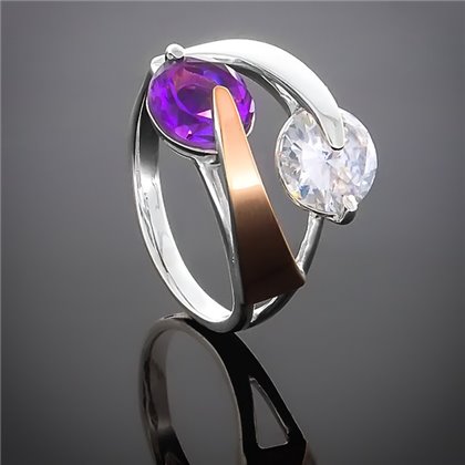 Перстень 149 аметист/цирконій Rh Timofeev