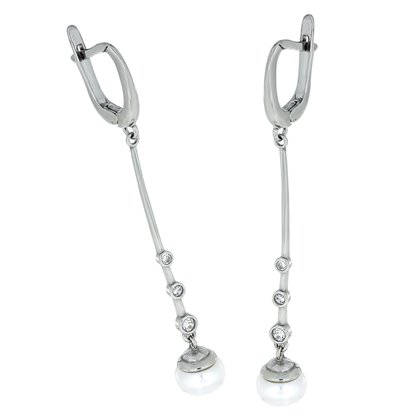 Сережки 826(ш/16) цирконій білий Rh Timofeev