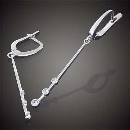 Сережки 826(547) цирконій білий Rh Timofeev