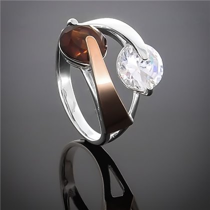 Перстень 149 раухтопаз/цирконій Rh Timofeev