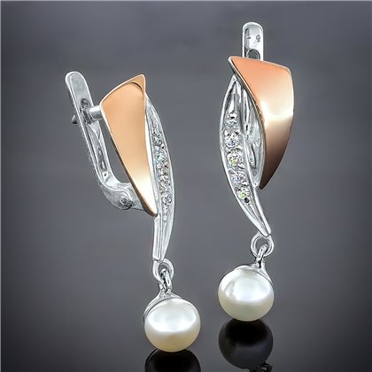 Сережки 75 перлина чорна Rh Timofeev