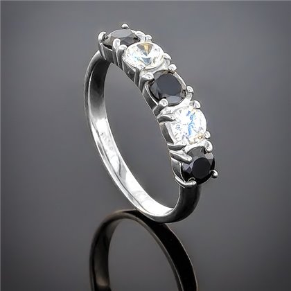Перстень 157 цирконій чорний білий Timofeev