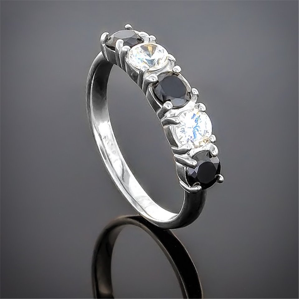 Перстень 157 цирконій чорний білий Timofeev