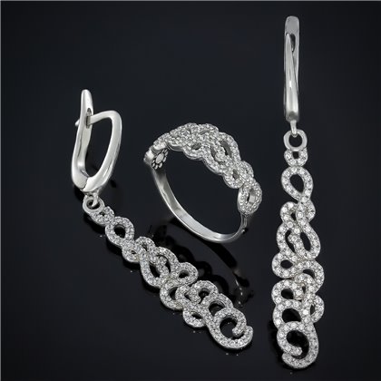 Сережки 654 цирконій білий Rh Timofeev