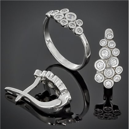 Сережки 630 цирконій білий Rh Timofeev