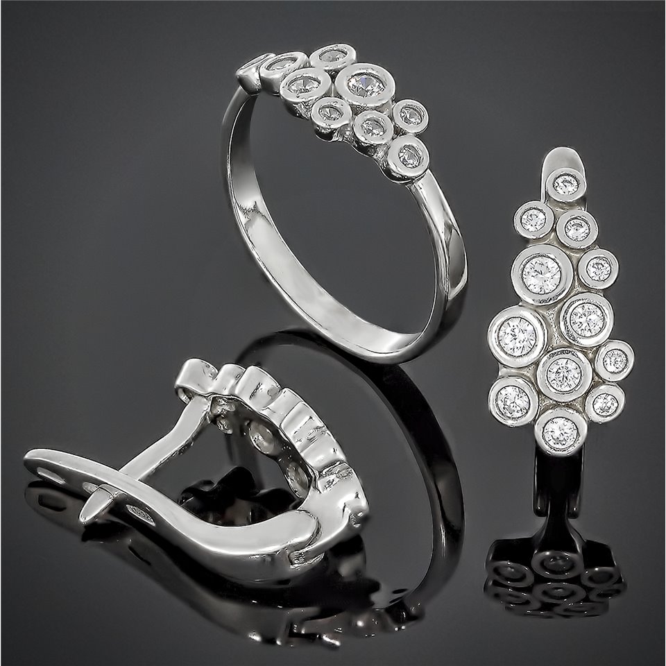 Сережки 630 цирконій білий Rh Timofeev