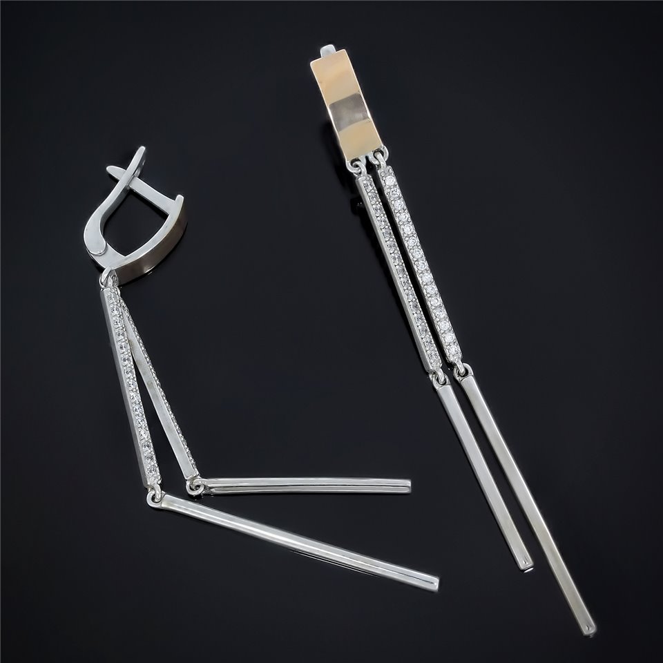 Сережки 625(2) цирконій білий Rh Timofeev