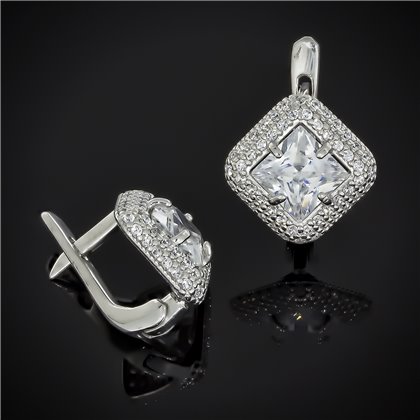 Сережки 613 цирконій рожевий Rh Timofeev