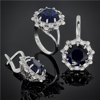 Сережки 609 цирконій чорний Rh Timofeev