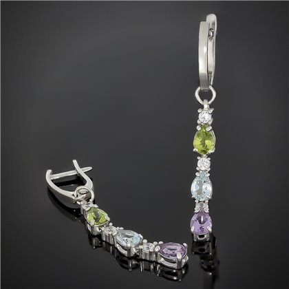 Сережки 603(5/2) цирконій білий Rh Timofeev