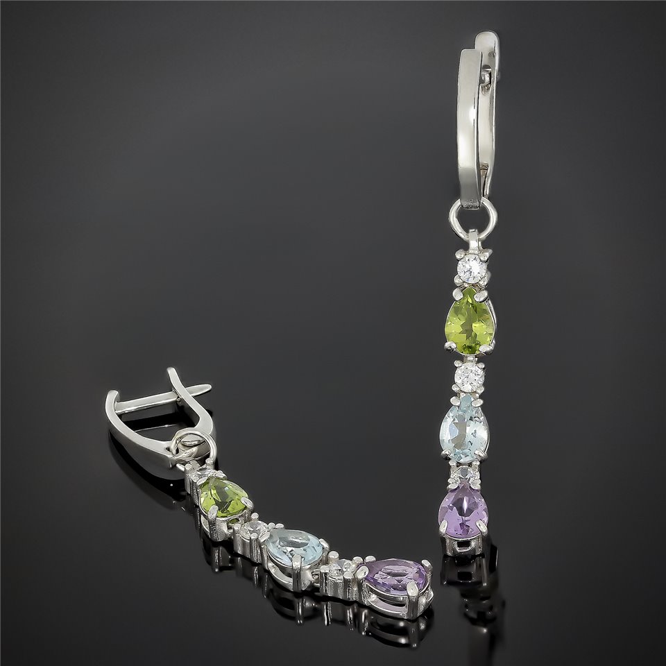 Сережки 603(5) цирконій чорний білий Rh Timofeev