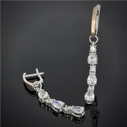 Сережки 603 цирконій чорний білий Rh Timofeev