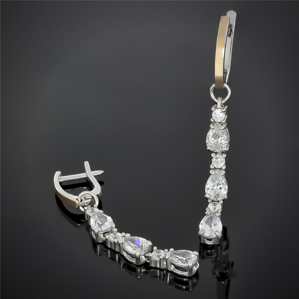 Сережки 603 цирконій чорний білий Rh Timofeev