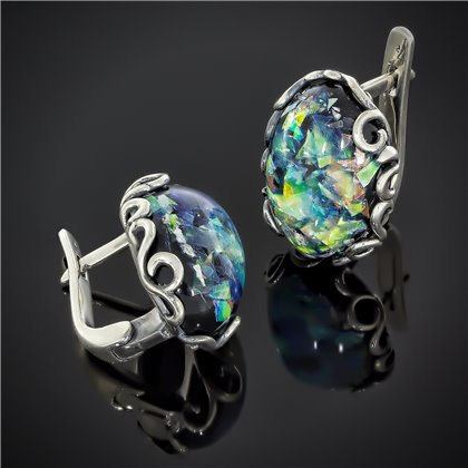 Сережки 592 улексит баклажановий Timofeev 2