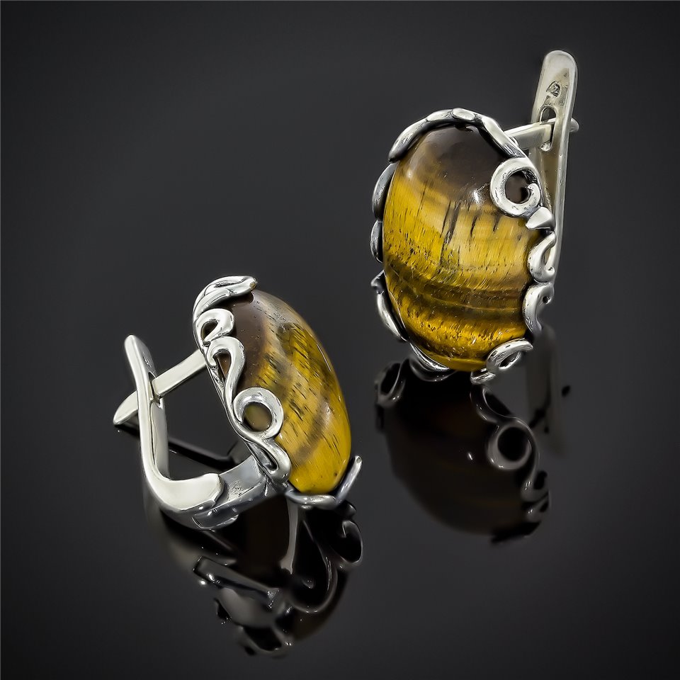 Сережки 592 агат полосатий Timofeev