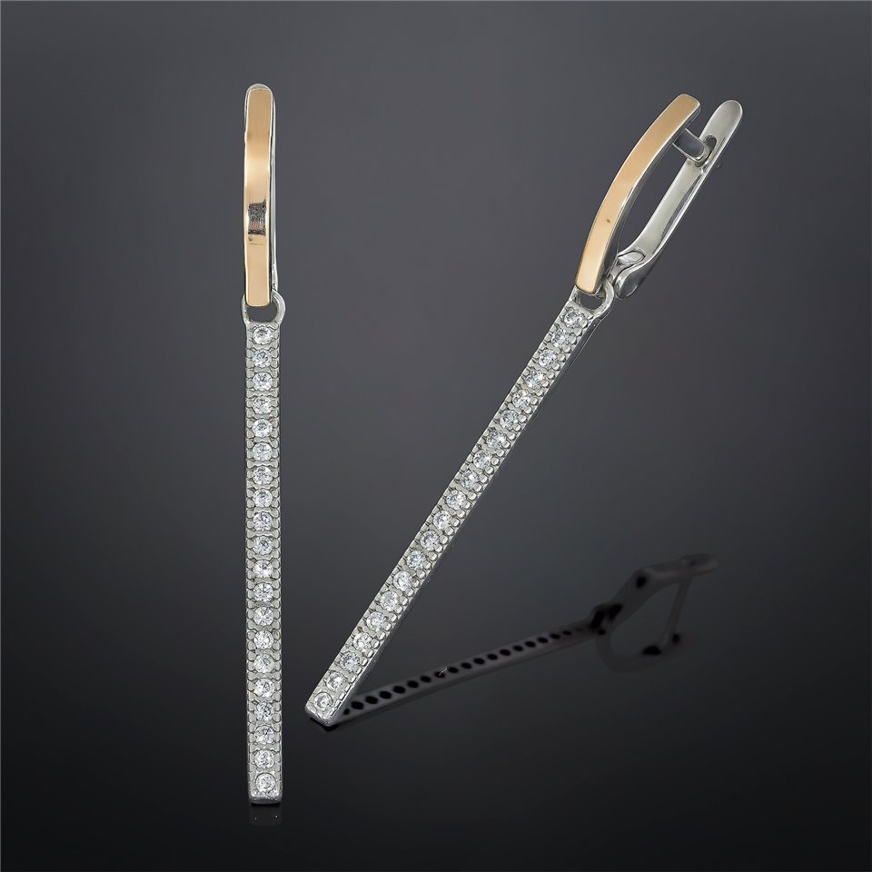 Сережки 591(2) цирконій білий Rh Timofeev