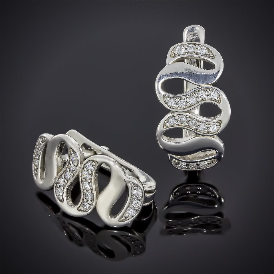 Сережки 567 цирконій з. Rh Timofeev