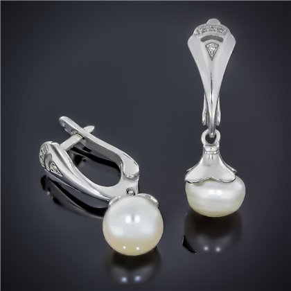 Сережки 559 перлина чорна Rh Timofeev