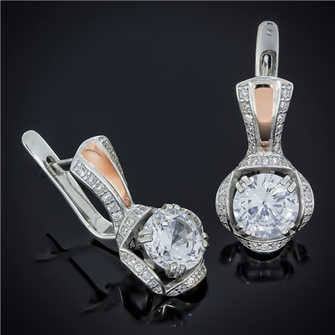 Сережки 552 кварц зелений Rh Timofeev