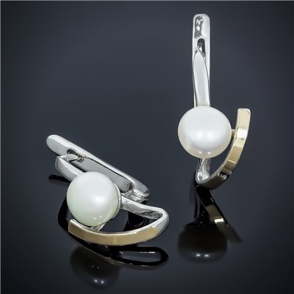 Сережки 551 перлина чорна Rh Timofeev