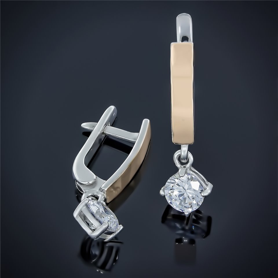 Сережки 547(2) цирконій білий Rh Timofeev