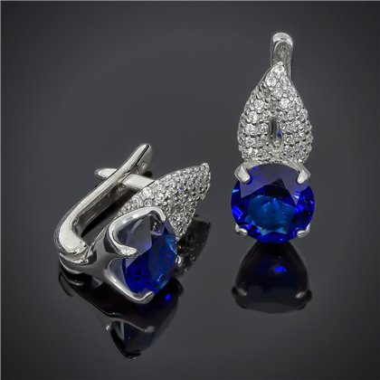 Сережки 512(2) кварц океан Rh Timofeev