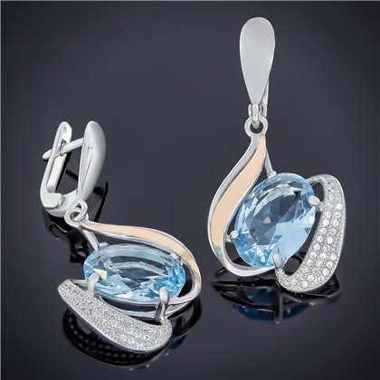 Сережки 509(2) цирконій білий Rh Timofeev