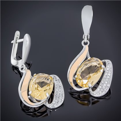 Сережки 509 місячний камінь імітація Rh Timofeev