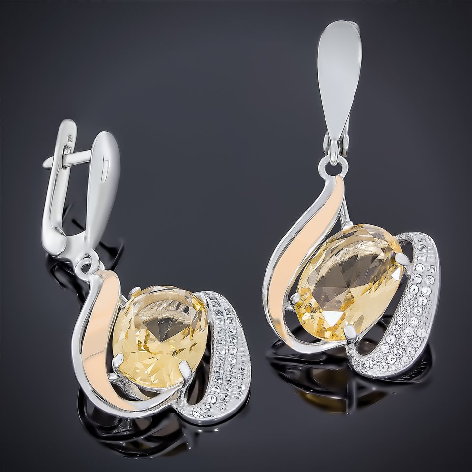 Сережки 509 місячний камінь імітація Rh Timofeev