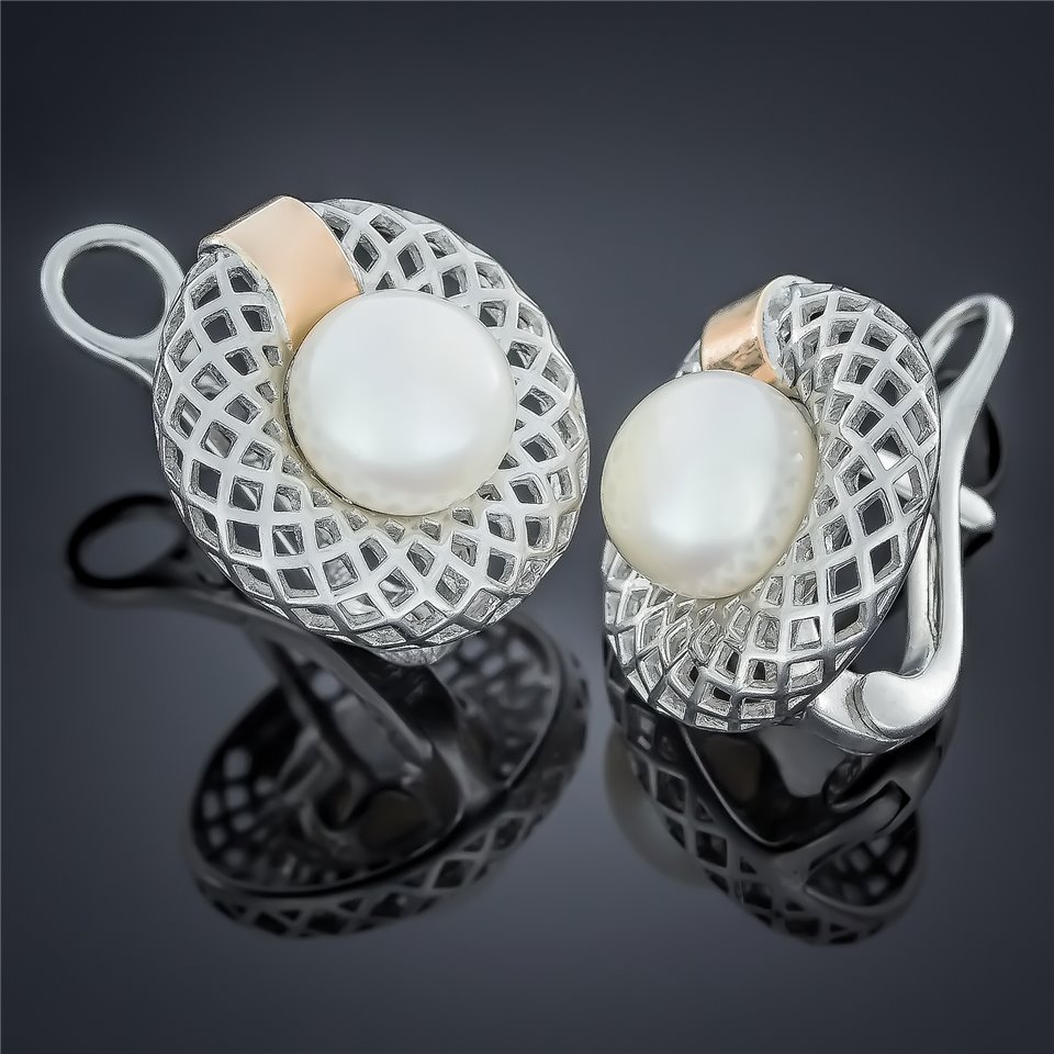 Сережки 500(2) перлина біла Rh Timofeev