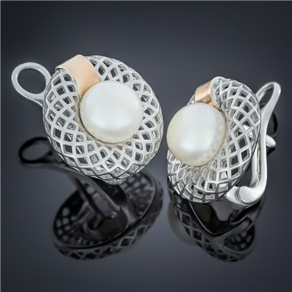 Сережки 500 перлина біла Timofeev