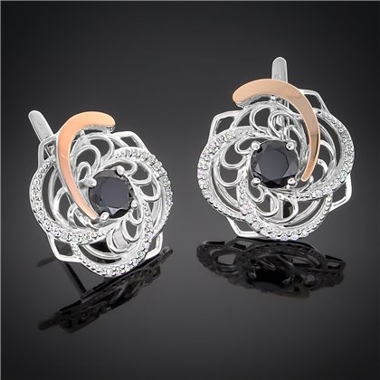 Сережки 349 цирконій чорний Rh Timofeev