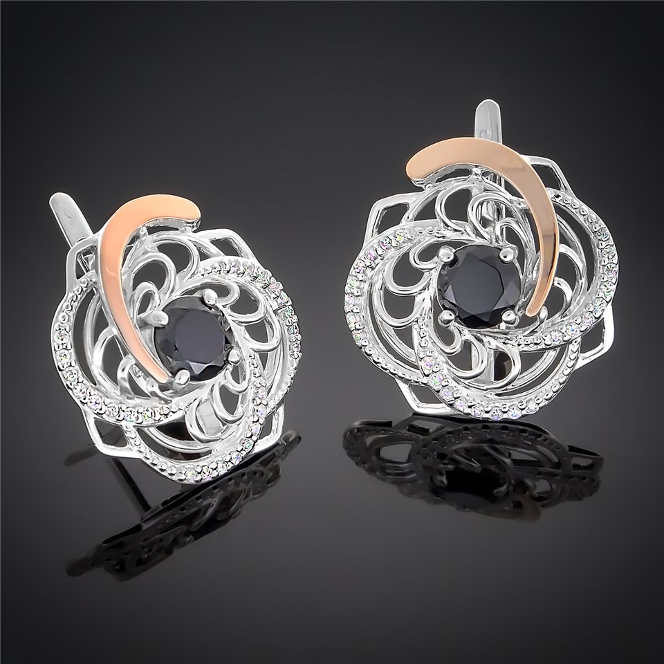 Сережки 349 цирконій чорний Rh Timofeev